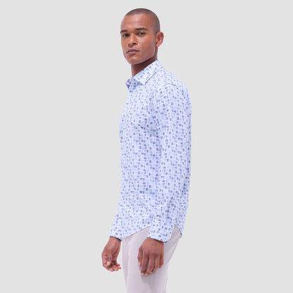 Bugatchi Jules Gradient Check OoohCotton® Shirt Ice