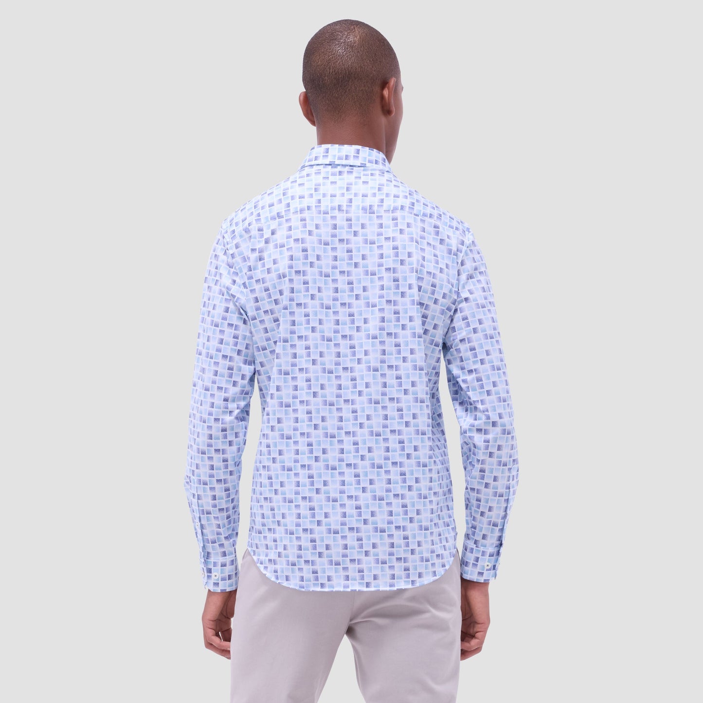 Bugatchi Jules Gradient Check OoohCotton® Shirt Ice