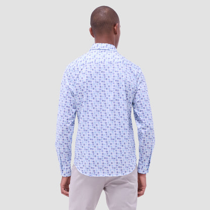 Bugatchi Jules Gradient Check OoohCotton® Shirt Ice