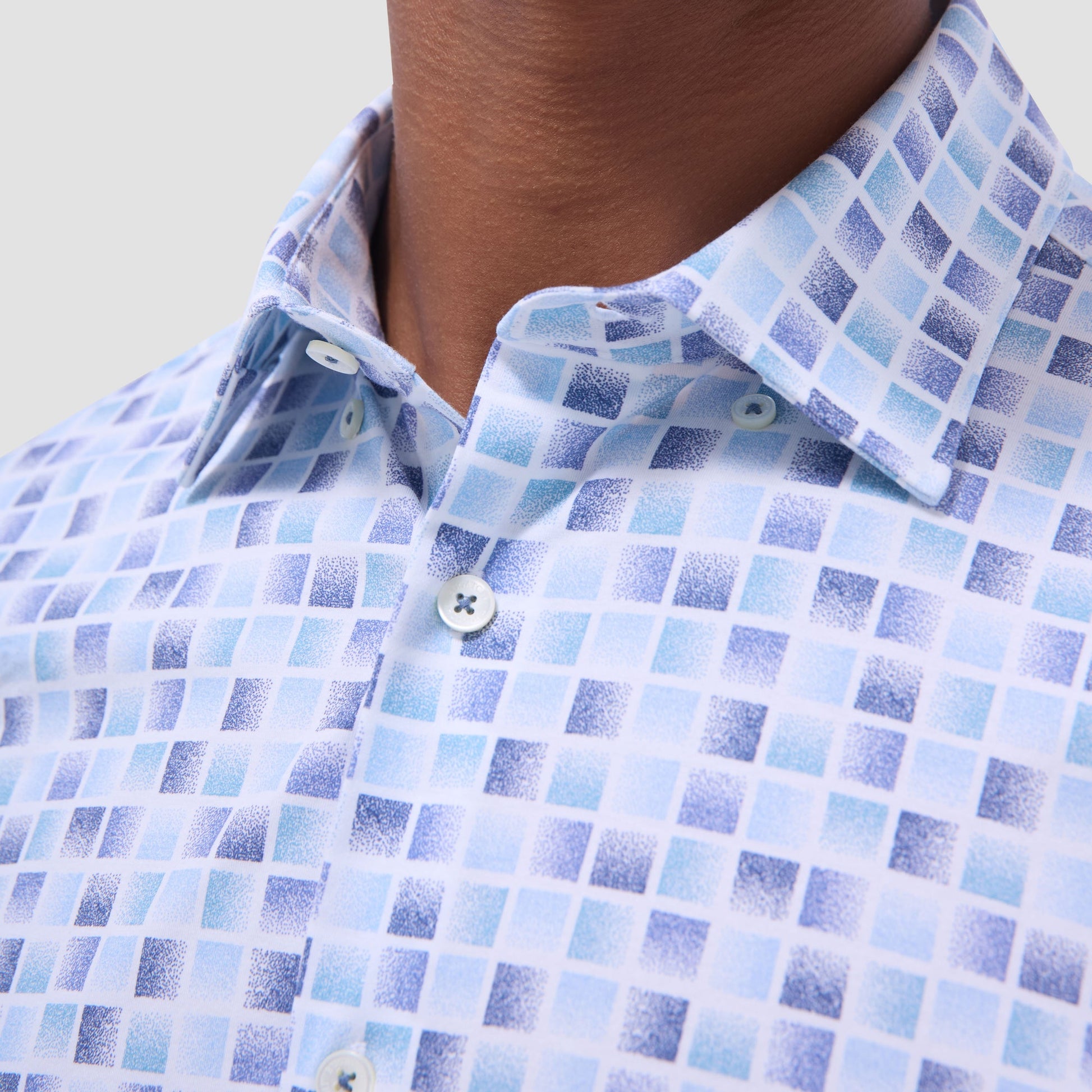 Bugatchi Jules Gradient Check OoohCotton® Shirt Ice