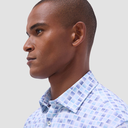 Bugatchi Jules Gradient Check OoohCotton® Shirt Ice