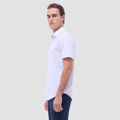 Bugatchi Miles Cactus OoohCotton® Short-Sleeve Shirt White