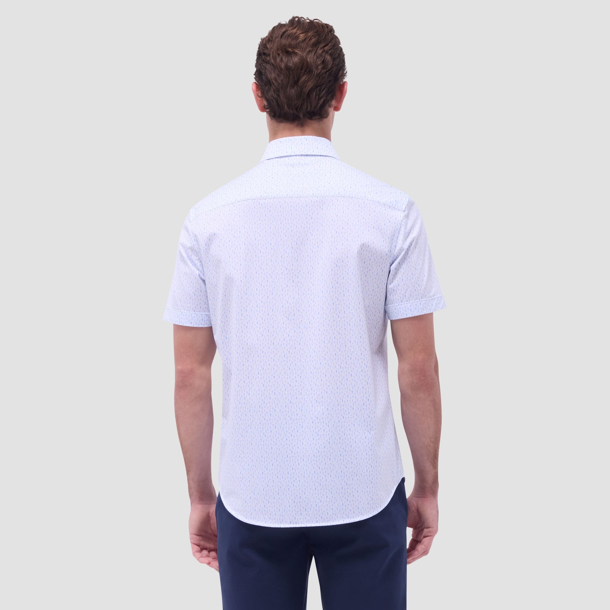 Bugatchi Miles Cactus OoohCotton® Short-Sleeve Shirt White