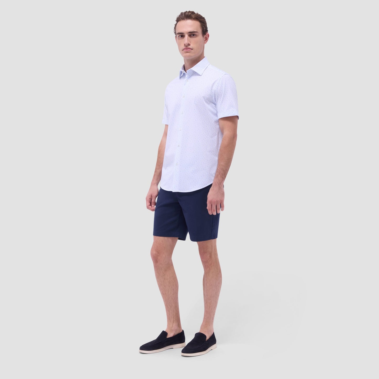 Bugatchi Miles Cactus OoohCotton® Short-Sleeve Shirt White