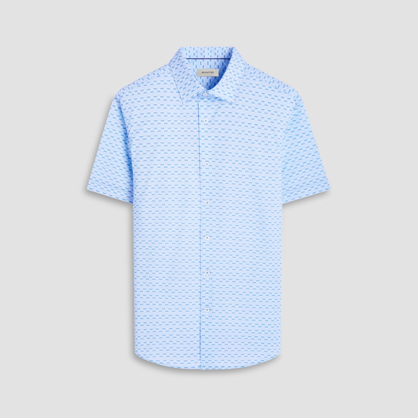 Bugatchi Miles Basketweave OoohCotton® Short-Sleeve Shirt Ice