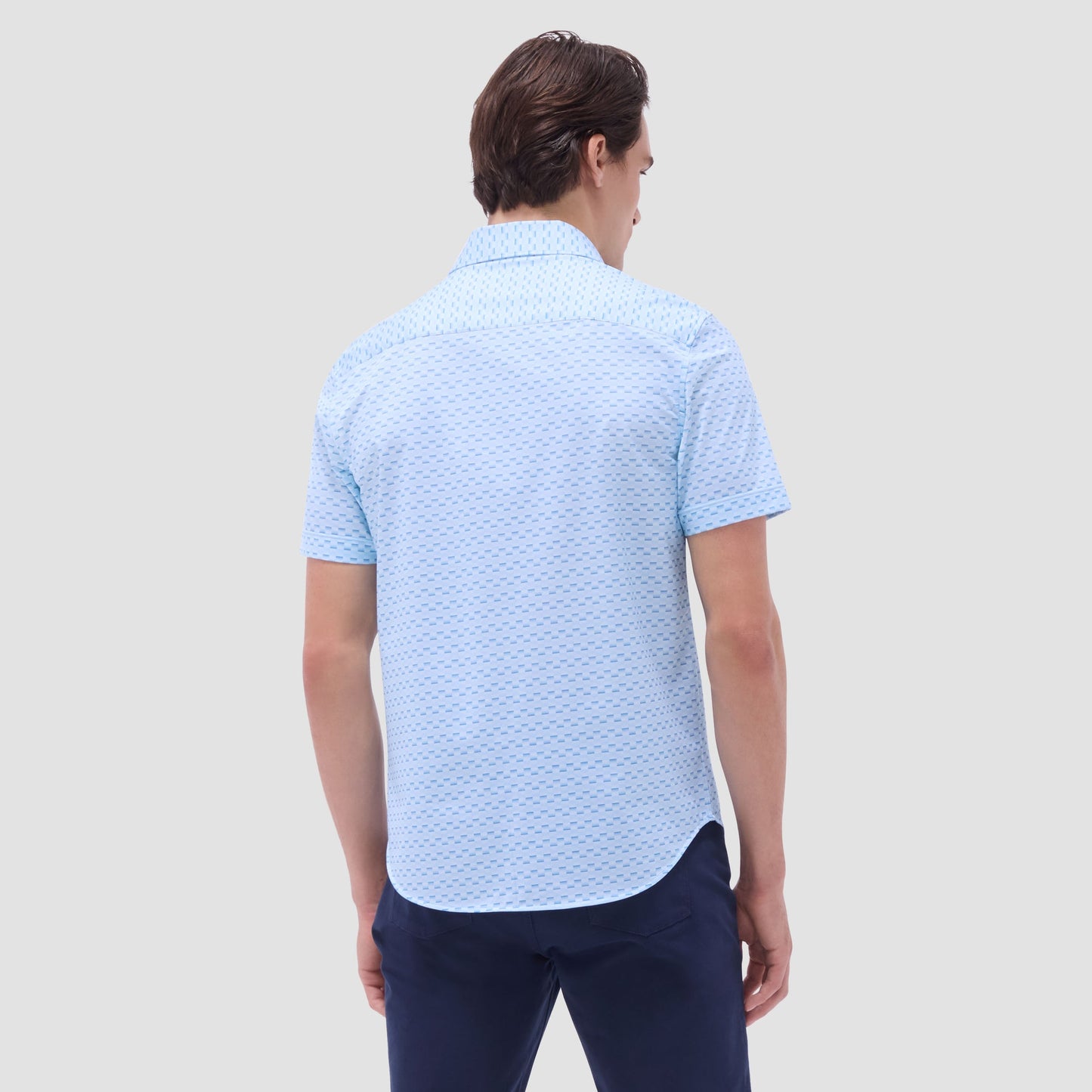 Bugatchi Miles Basketweave OoohCotton® Short-Sleeve Shirt Ice