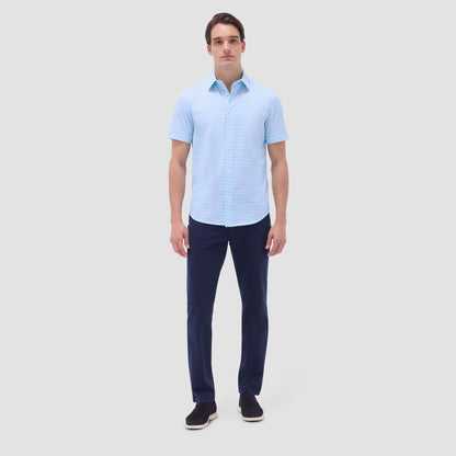 Bugatchi Miles Basketweave OoohCotton® Short-Sleeve Shirt Ice