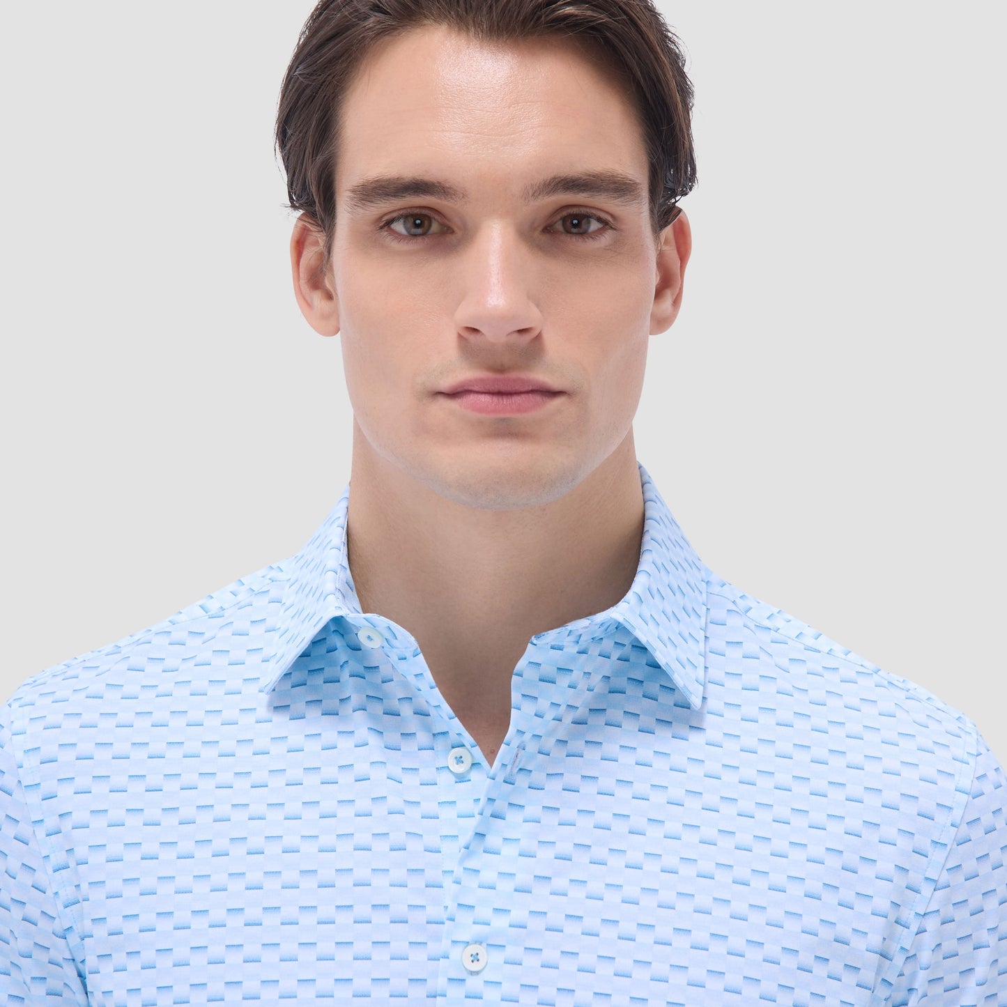 Bugatchi Miles Basketweave OoohCotton® Short-Sleeve Shirt Ice