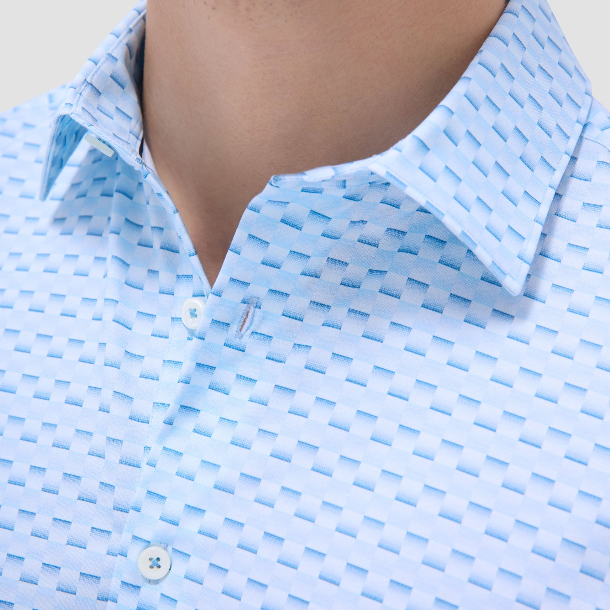 Bugatchi Miles Basketweave OoohCotton® Short-Sleeve Shirt Ice