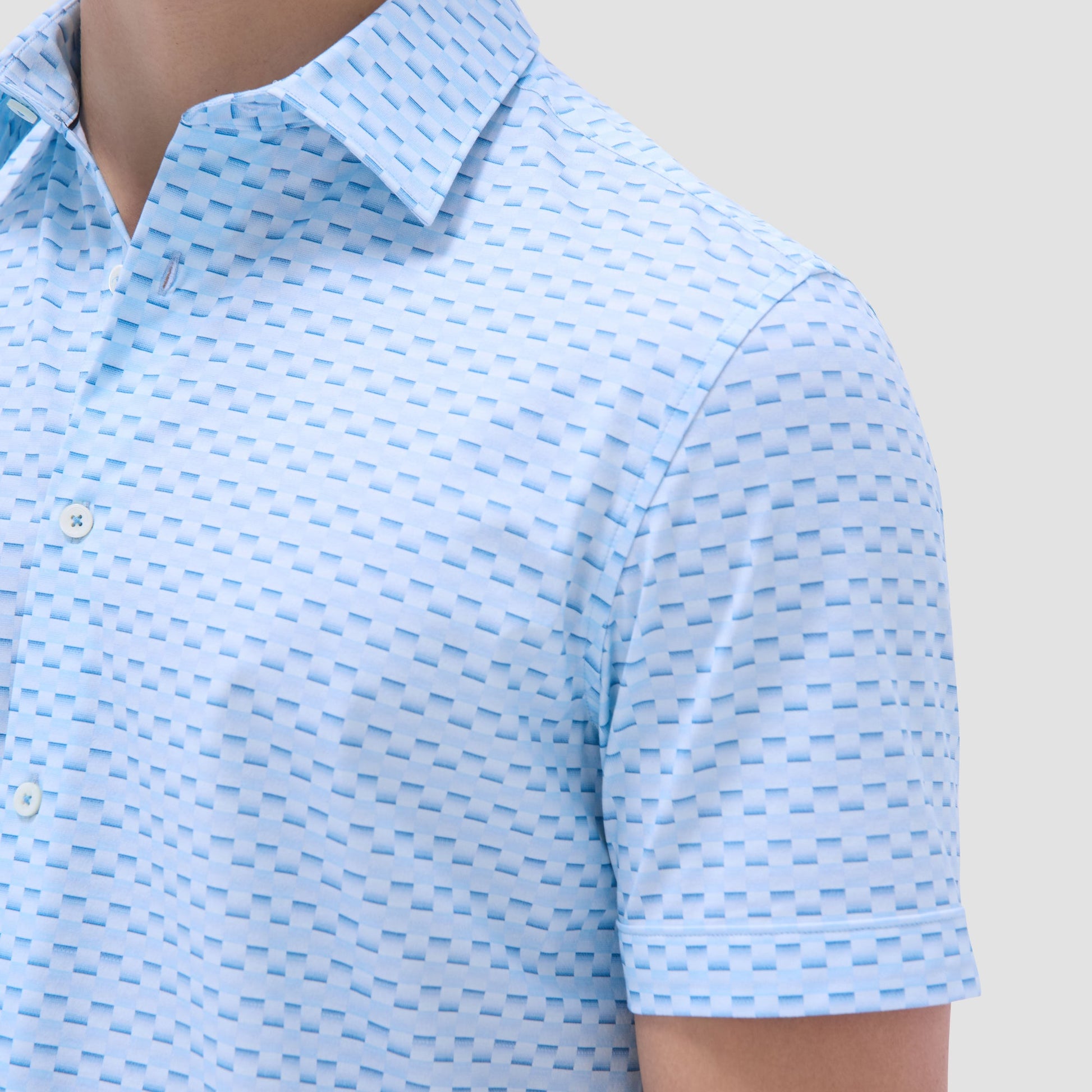 Bugatchi Miles Basketweave OoohCotton® Short-Sleeve Shirt Ice