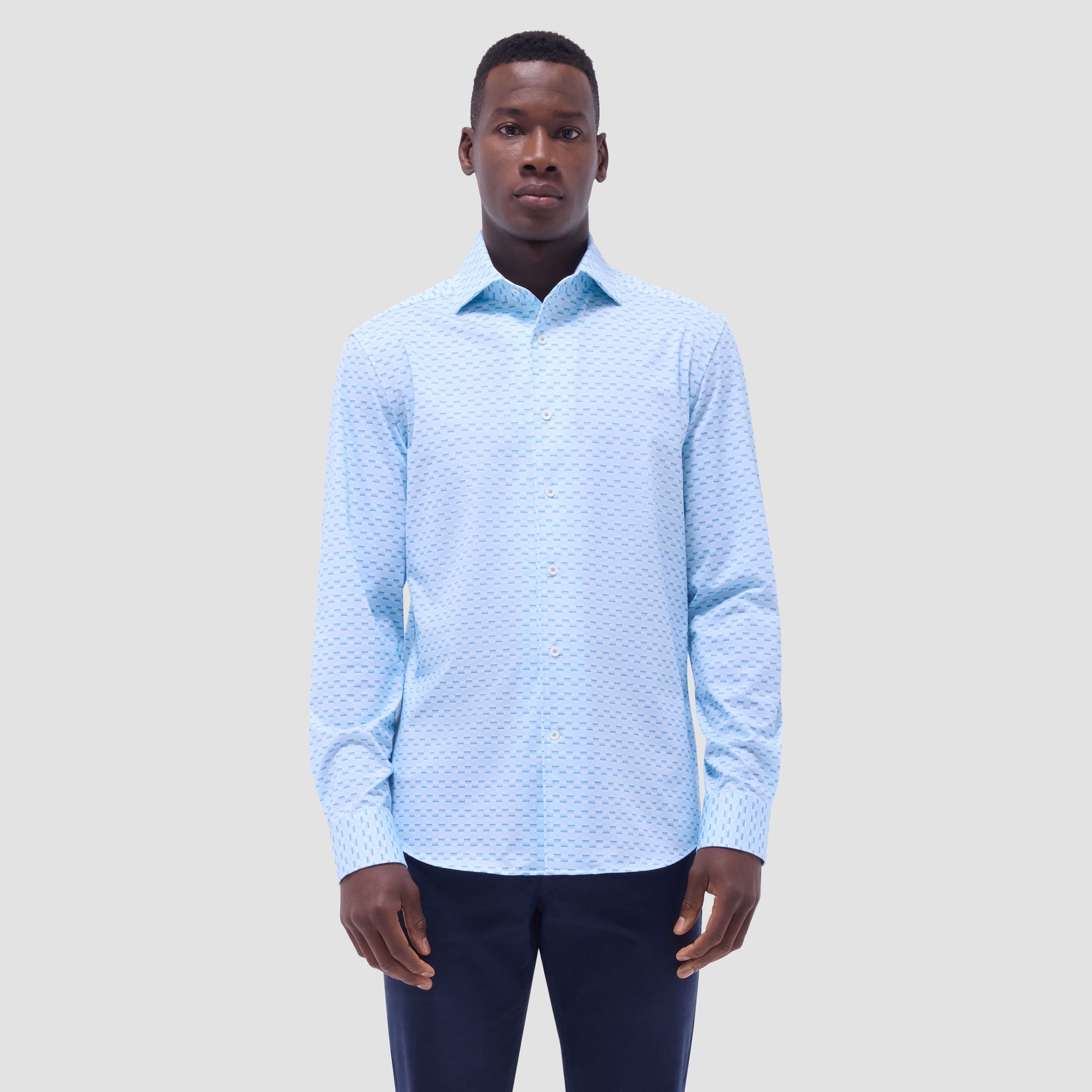 Bugatchi Devon Basketweave OoohCotton® Shirt Ice