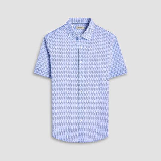 Bugatchi Miles Motorcycle OoohCotton® Short-Sleeve Shirt Air Blue