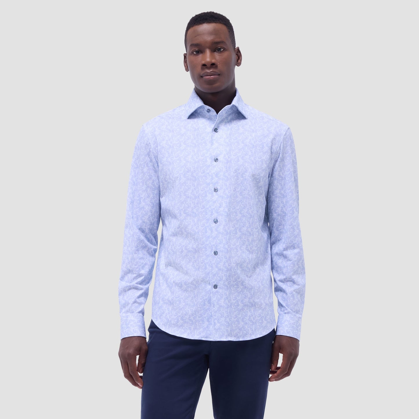 Bugatchi Devon Floral OoohCotton® Shirt Air Blue