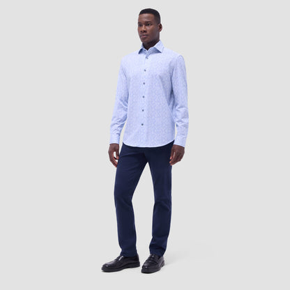 Bugatchi Devon Floral OoohCotton® Shirt Air Blue