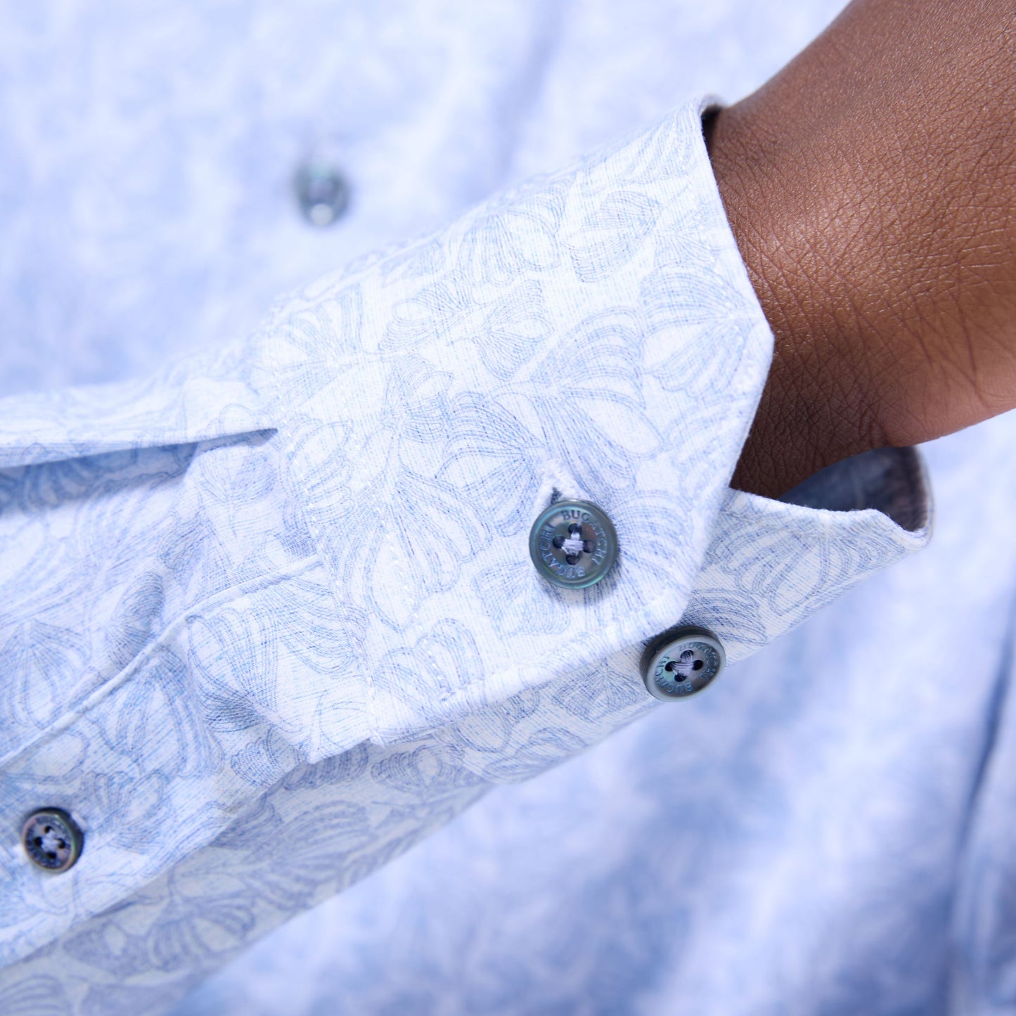 Bugatchi Devon Floral OoohCotton® Shirt Air Blue