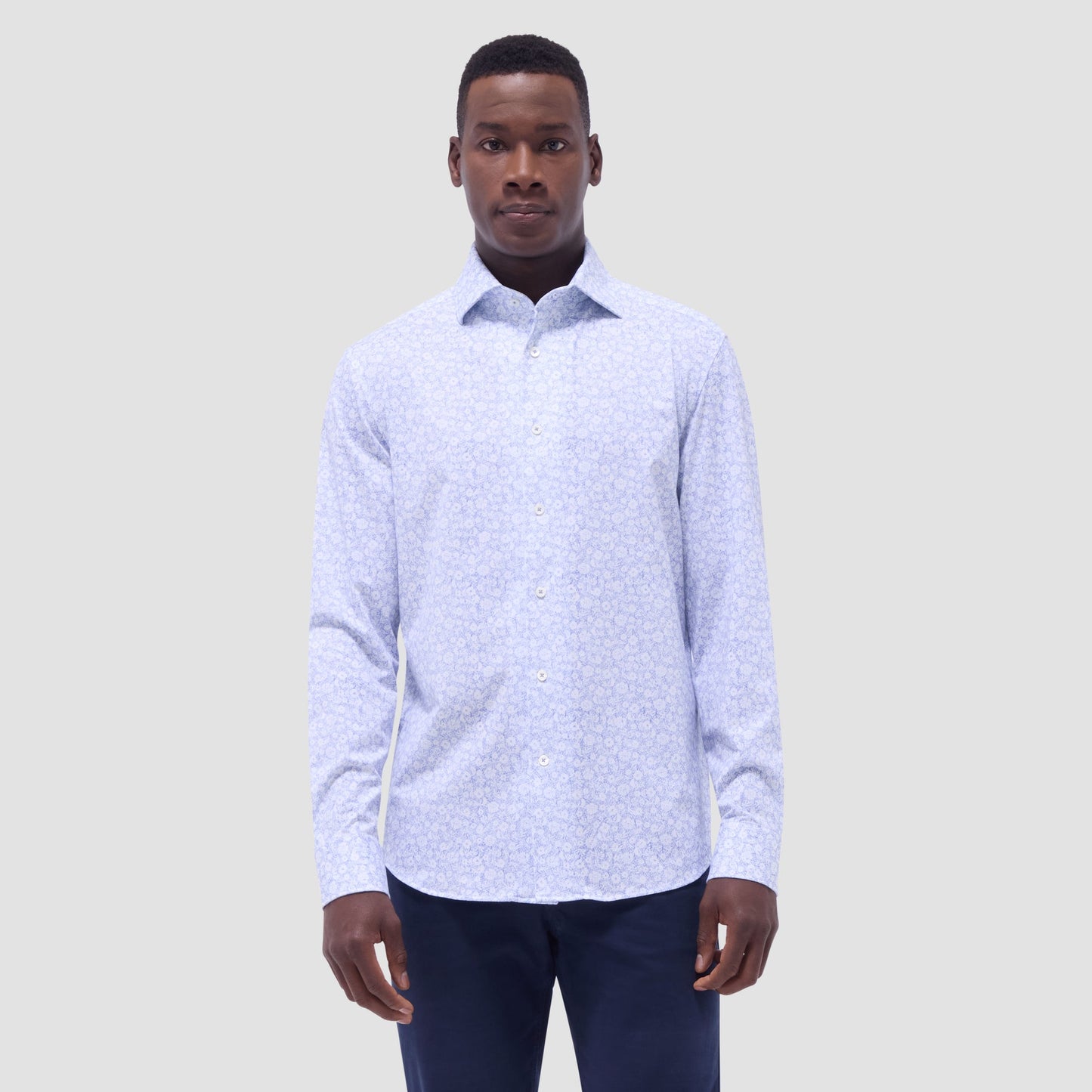 Bugatchi Devon Floral OoohCotton® Shirt Classic Blue
