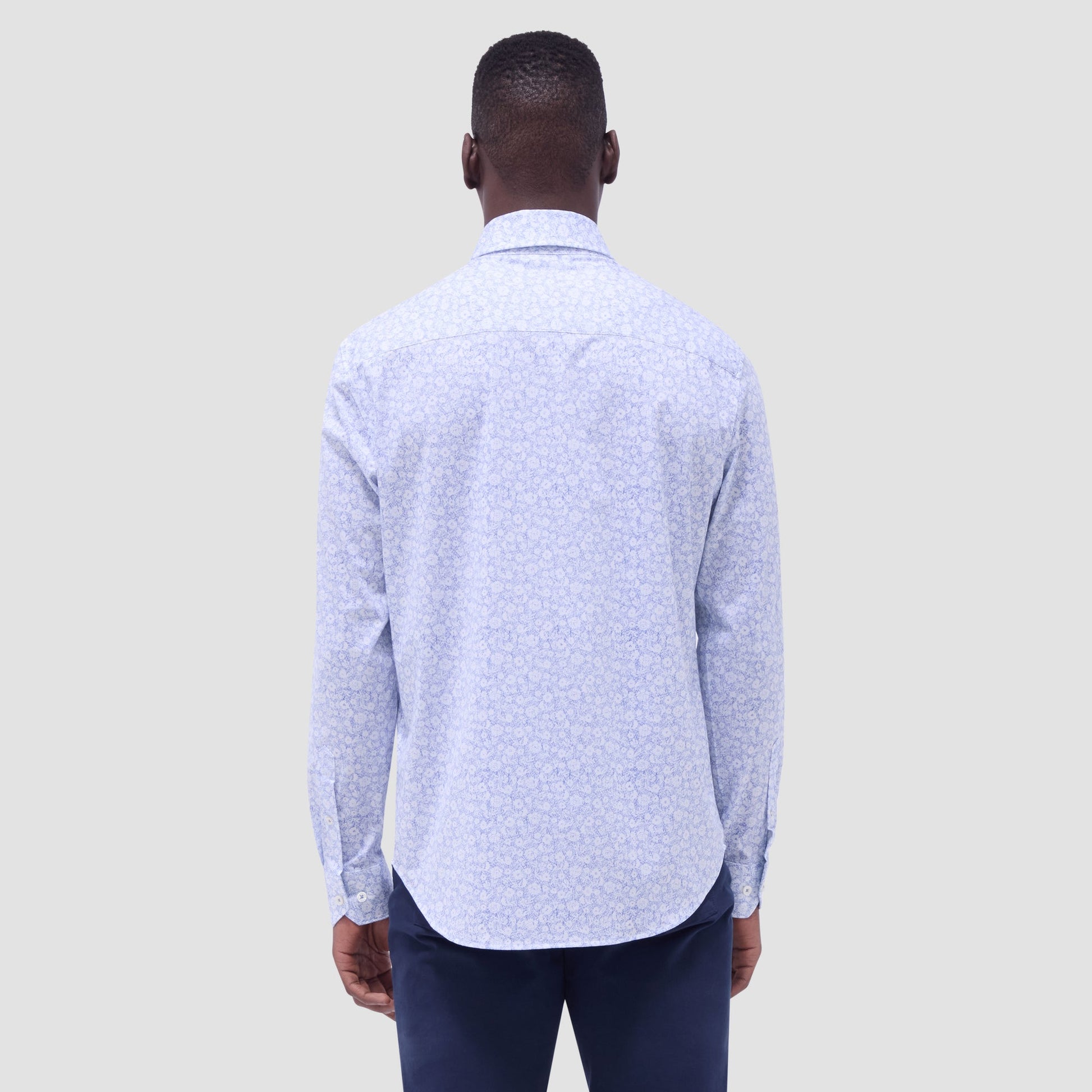 Bugatchi Devon Floral OoohCotton® Shirt Classic Blue