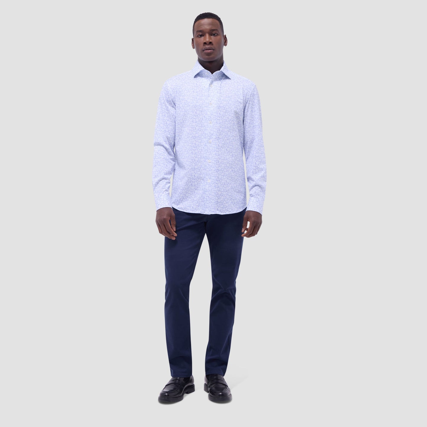 Bugatchi Devon Floral OoohCotton® Shirt Classic Blue