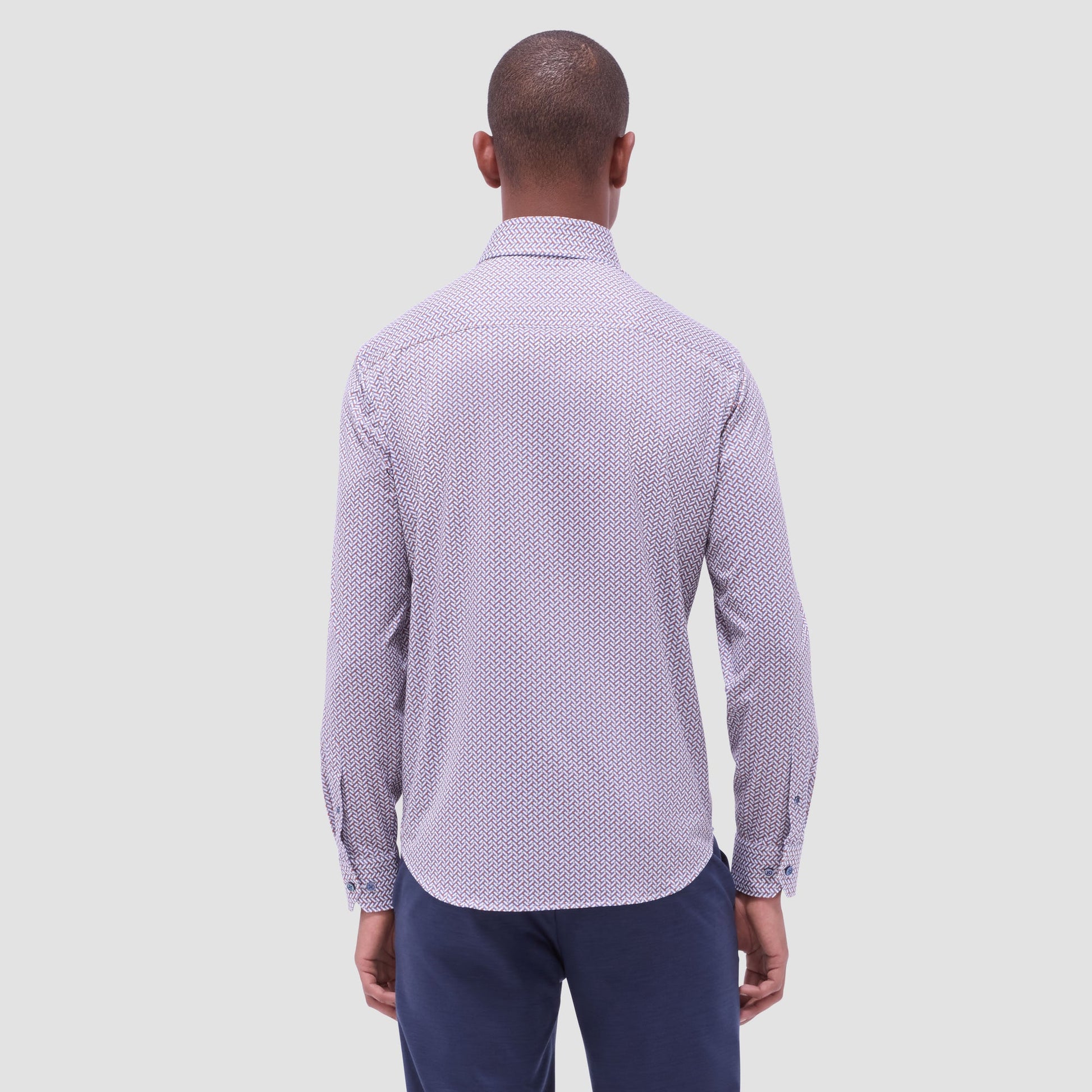 Bugatchi Devon Herringbone OoohCotton® Shirt Jaffa