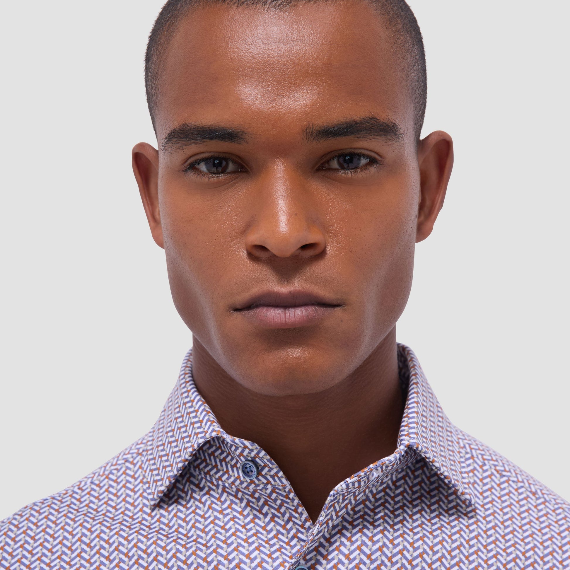 Bugatchi Devon Herringbone OoohCotton® Shirt Jaffa
