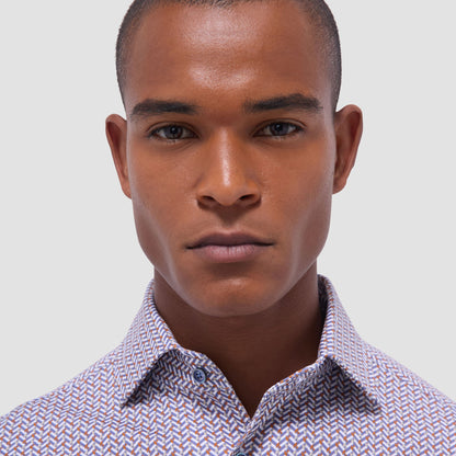 Bugatchi Devon Herringbone OoohCotton® Shirt Jaffa