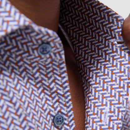 Bugatchi Devon Herringbone OoohCotton® Shirt Jaffa