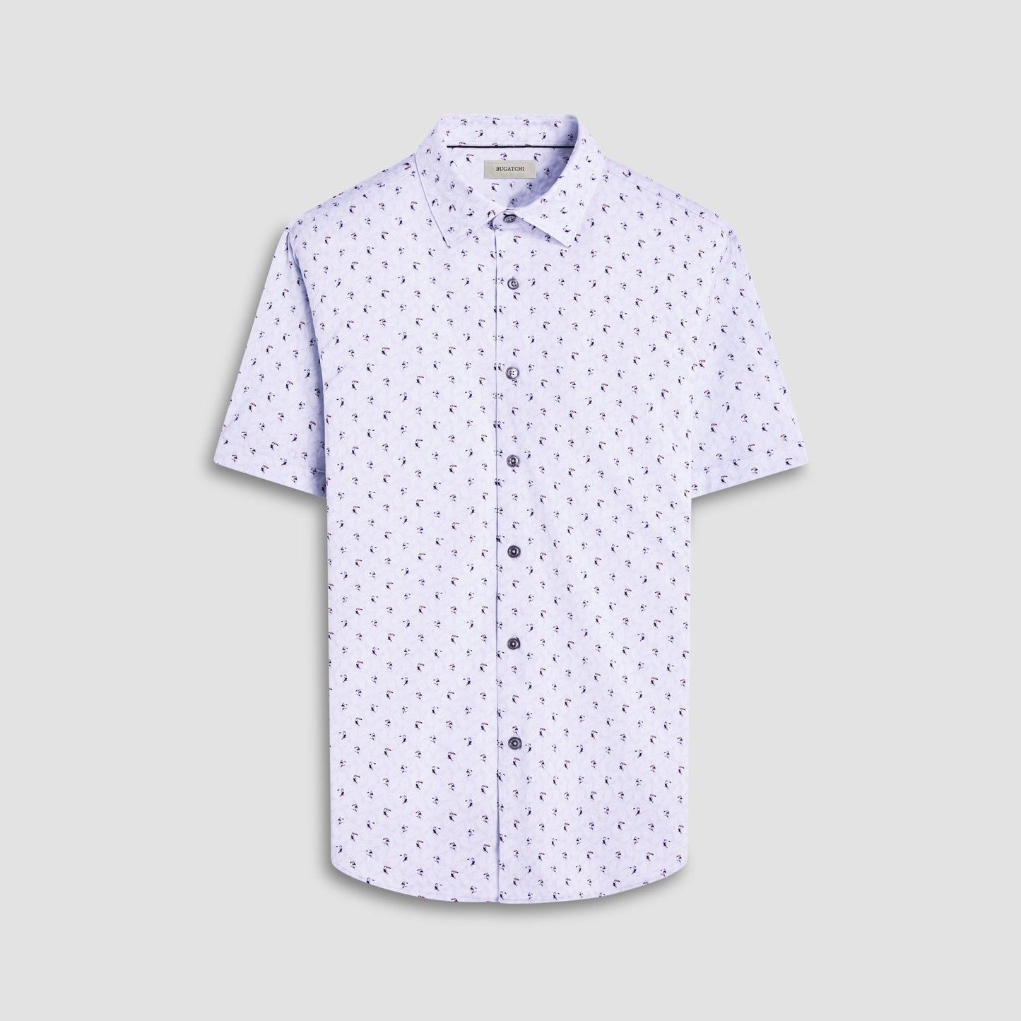 Bugatchi Miles Toucan OoohCotton® Short-Sleeve Shirt Cement