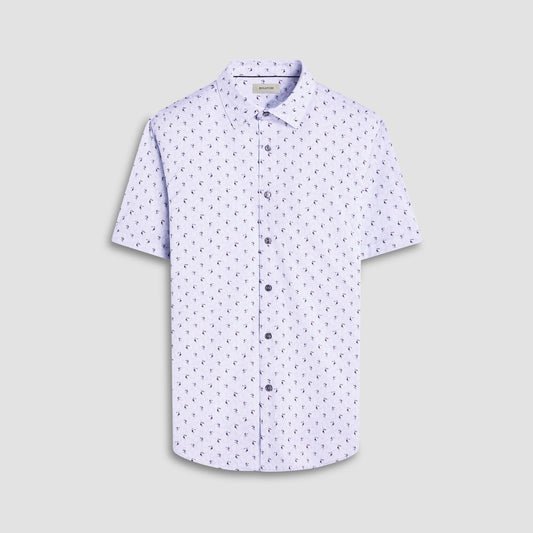 Bugatchi Miles Toucan OoohCotton® Short-Sleeve Shirt Cement