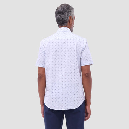 Bugatchi Miles Toucan OoohCotton® Short-Sleeve Shirt Cement