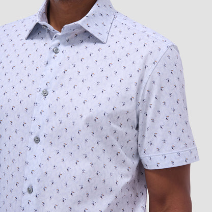 Bugatchi Miles Toucan OoohCotton® Short-Sleeve Shirt Cement