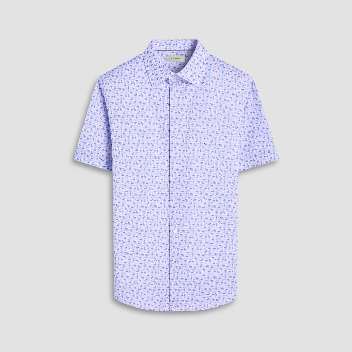 Bugatchi Miles Flamingo OoohCotton® Short-Sleeve Shirt Pink