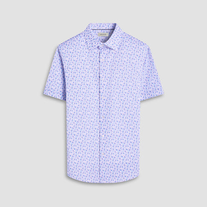 Bugatchi Miles Flamingo OoohCotton® Short-Sleeve Shirt Pink