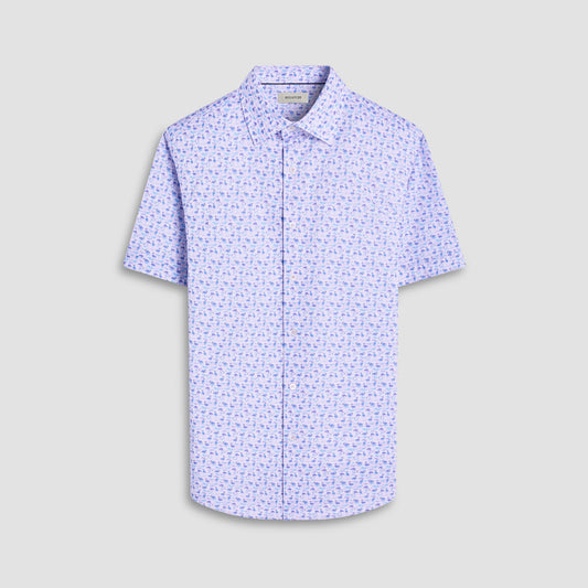 Bugatchi Miles Flamingo OoohCotton® Short-Sleeve Shirt Pink