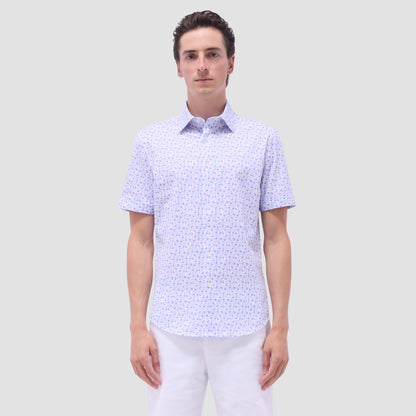 Bugatchi Miles Flamingo OoohCotton® Short-Sleeve Shirt Pink