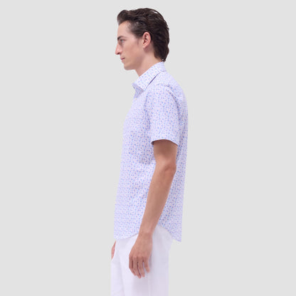 Bugatchi Miles Flamingo OoohCotton® Short-Sleeve Shirt Pink