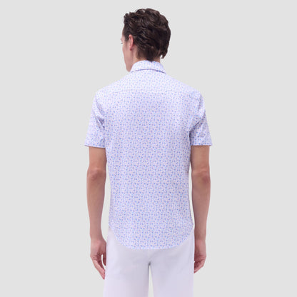 Bugatchi Miles Flamingo OoohCotton® Short-Sleeve Shirt Pink