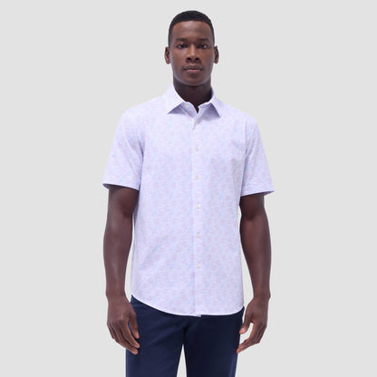 Bugatchi Miles Floral OoohCotton® Short-Sleeve Shirt Dusty Pink