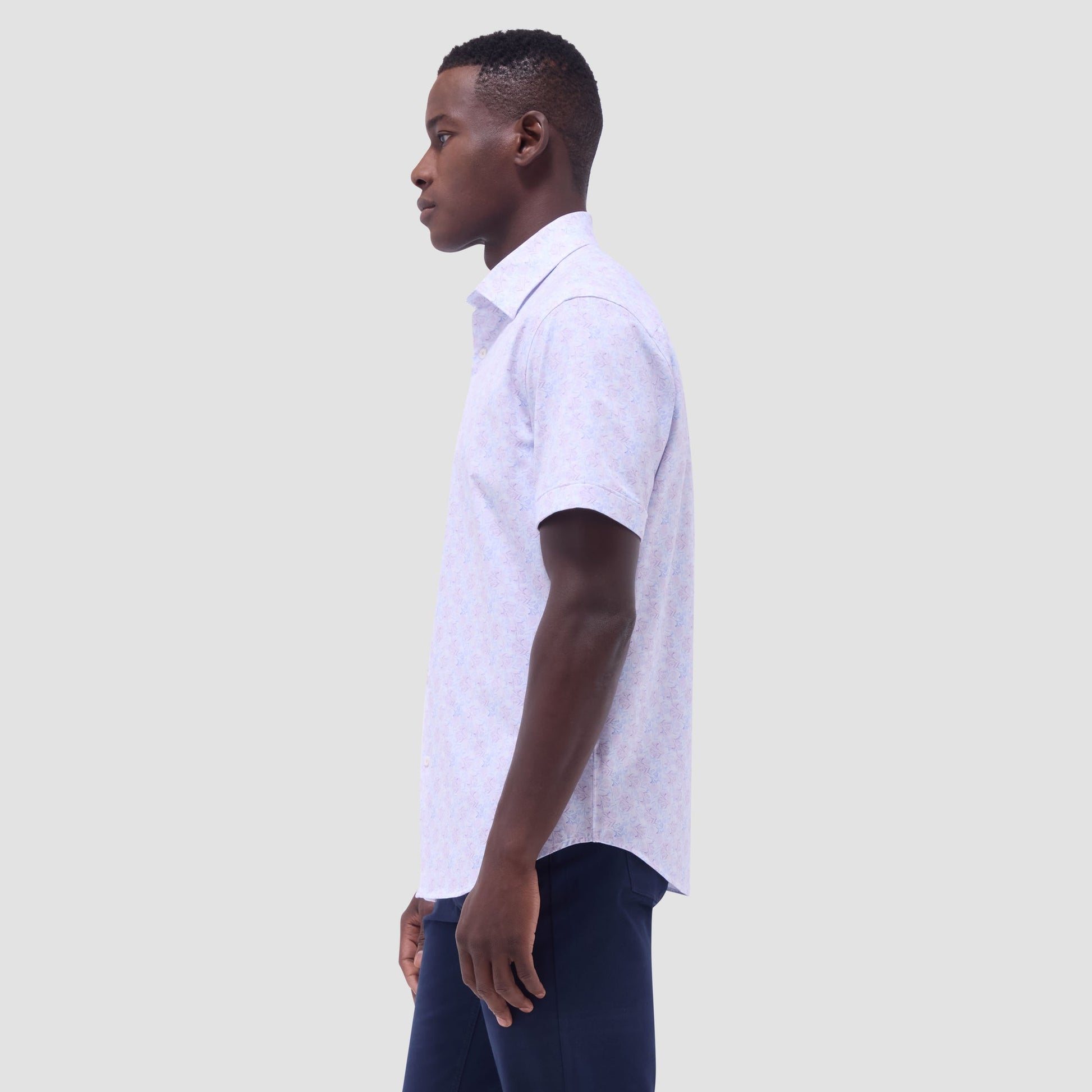 Bugatchi Miles Floral OoohCotton® Short-Sleeve Shirt Dusty Pink