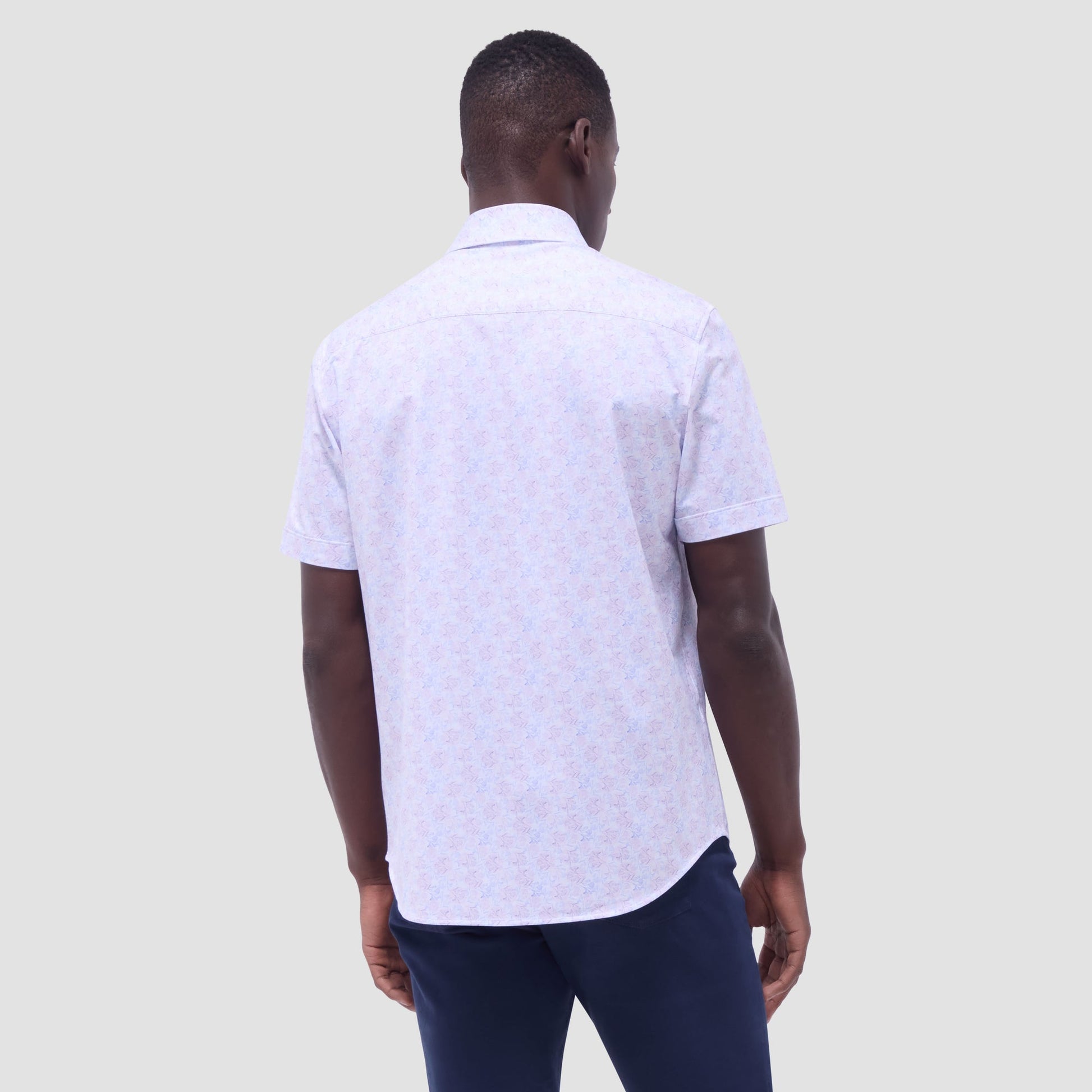 Bugatchi Miles Floral OoohCotton® Short-Sleeve Shirt Dusty Pink