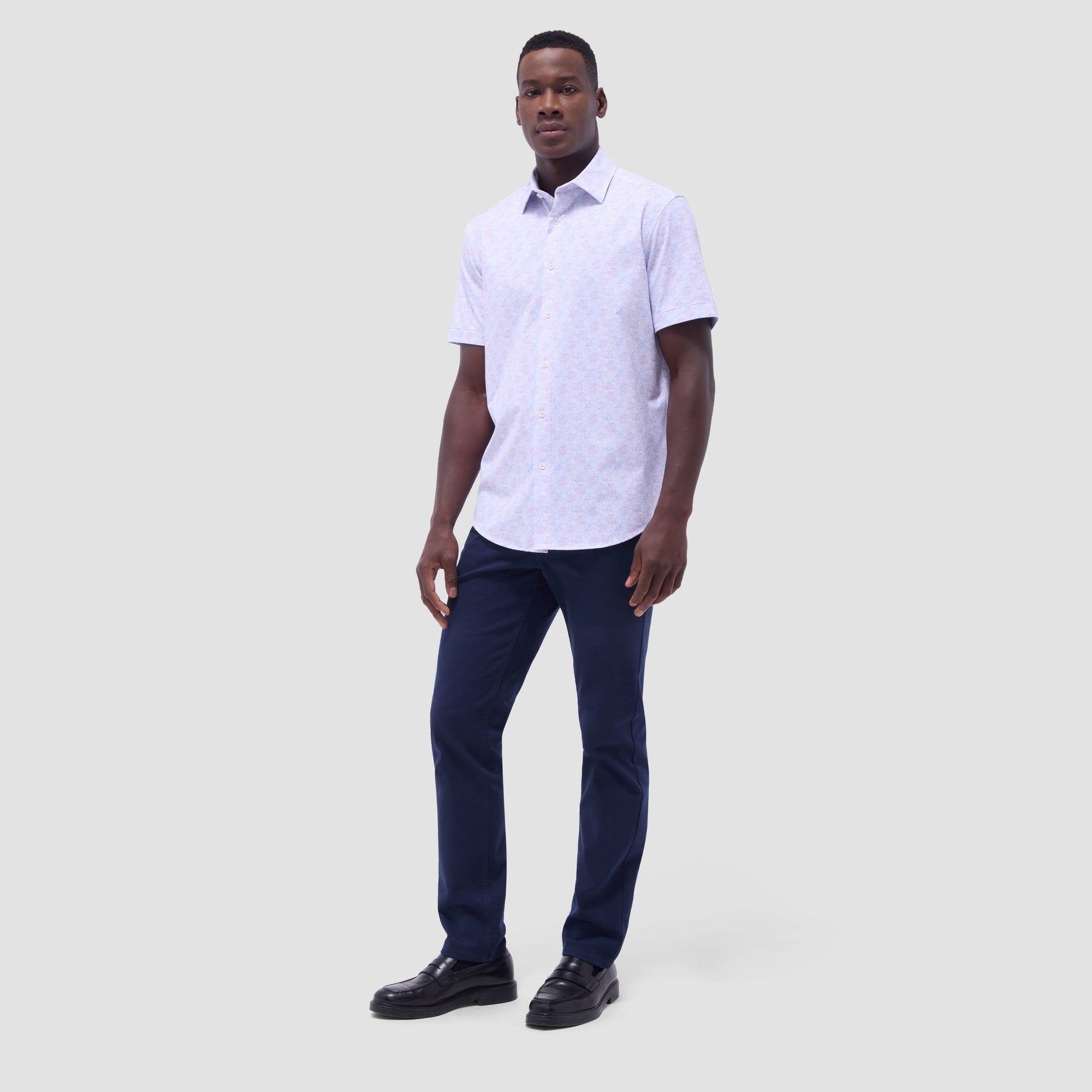Bugatchi Miles Floral OoohCotton® Short-Sleeve Shirt Dusty Pink