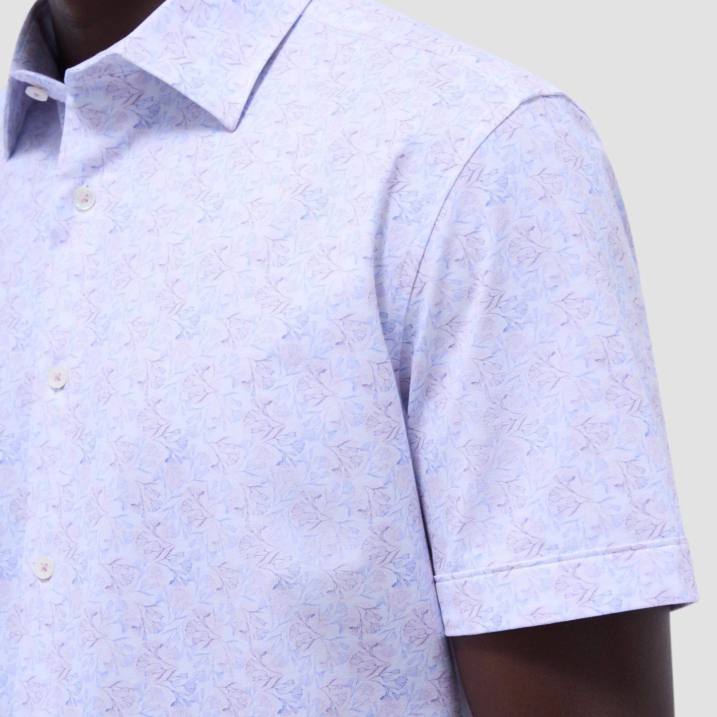 Bugatchi Miles Floral OoohCotton® Short-Sleeve Shirt Dusty Pink