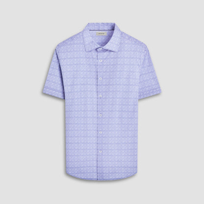 Bugatchi Miles Mosaic OoohCotton® Short-Sleeve Shirt Steel