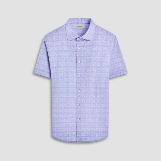 Bugatchi Miles Mosaic OoohCotton® Short-Sleeve Shirt Steel