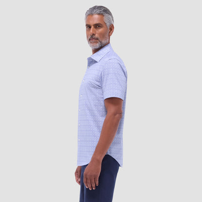 Bugatchi Miles Mosaic OoohCotton® Short-Sleeve Shirt Steel