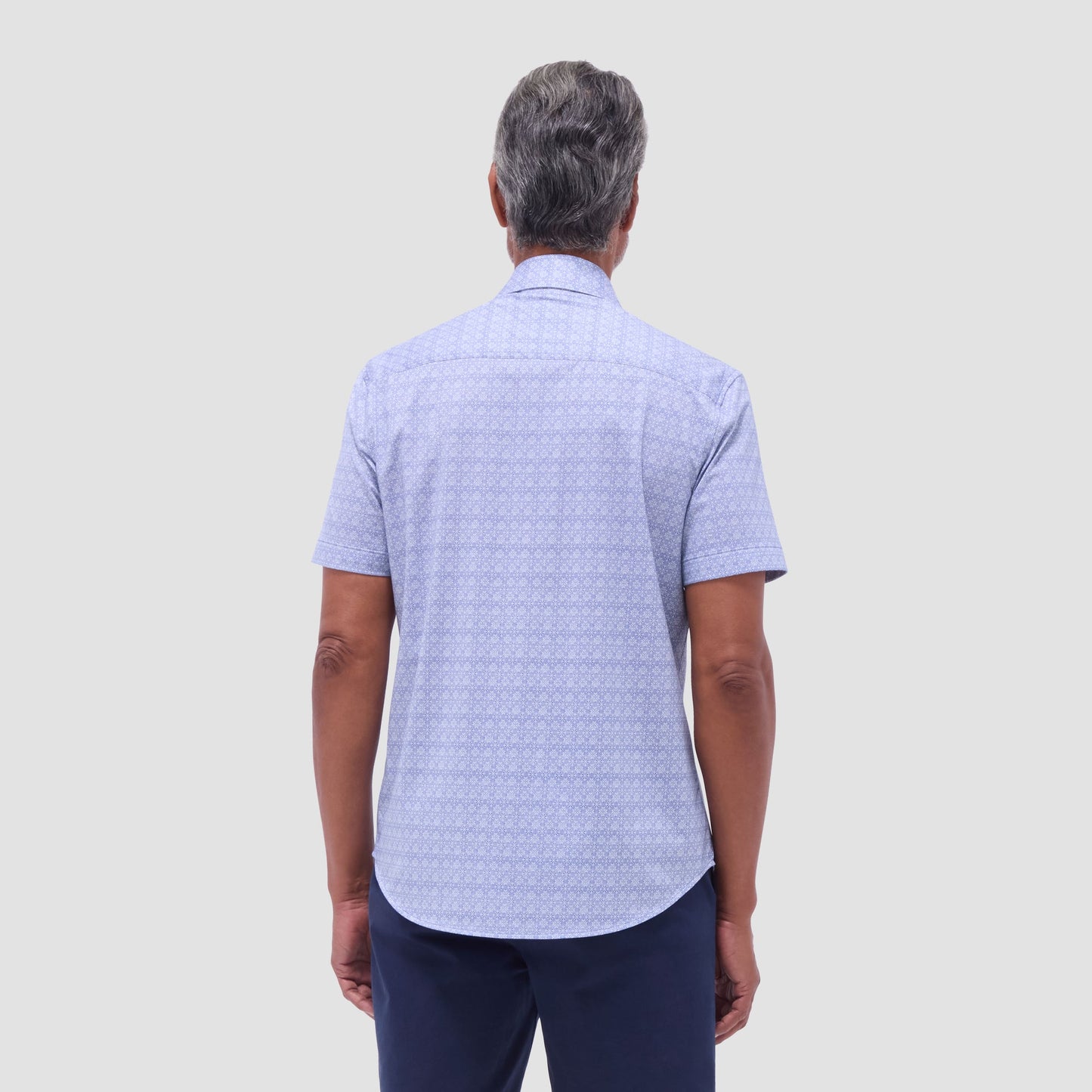 Bugatchi Miles Mosaic OoohCotton® Short-Sleeve Shirt Steel