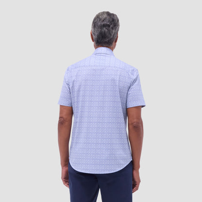 Bugatchi Miles Mosaic OoohCotton® Short-Sleeve Shirt Steel