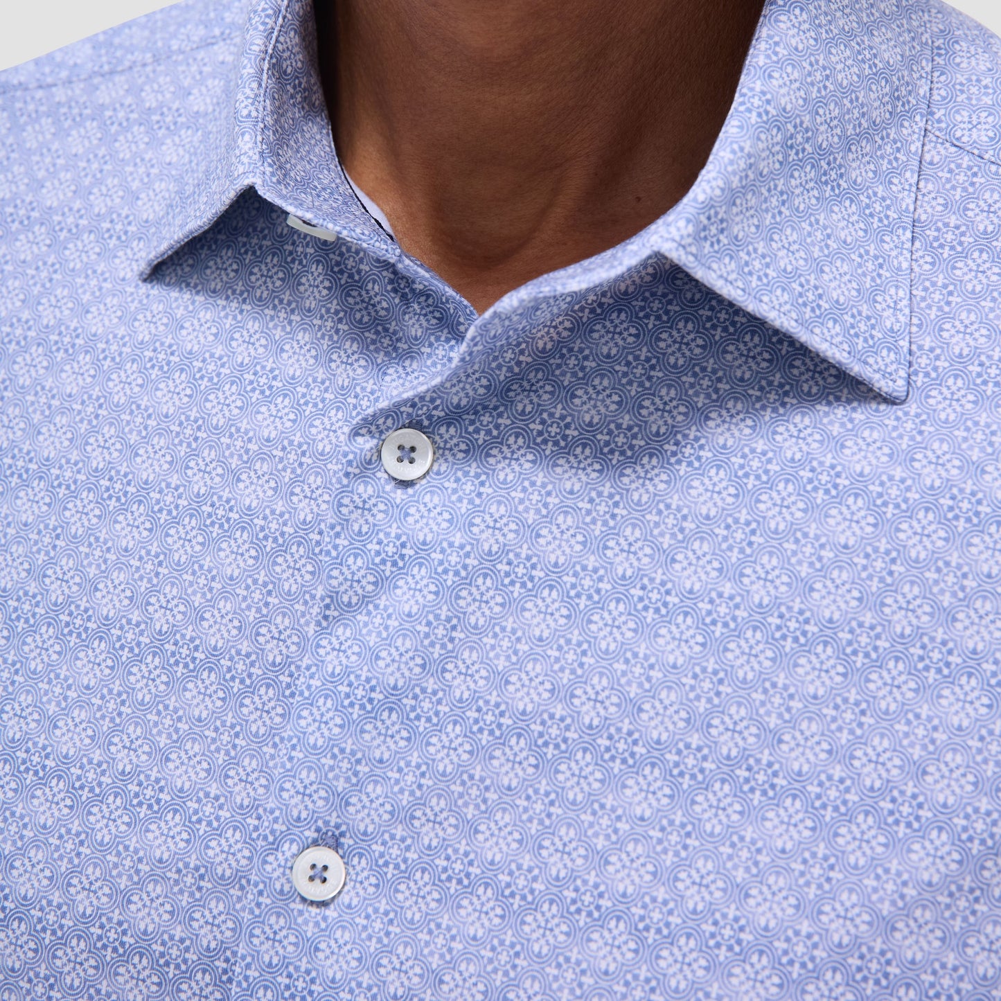 Bugatchi Miles Mosaic OoohCotton® Short-Sleeve Shirt Steel