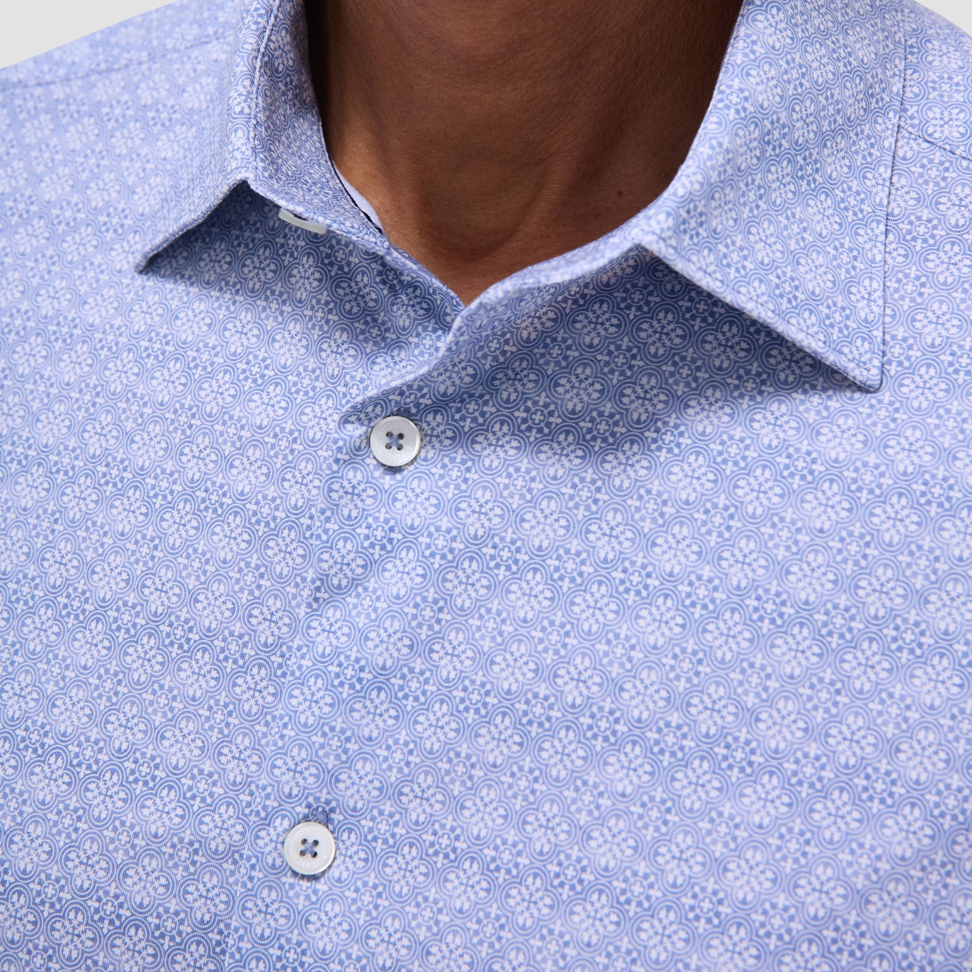 Bugatchi Miles Mosaic OoohCotton® Short-Sleeve Shirt Steel