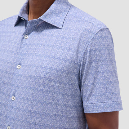 Bugatchi Miles Mosaic OoohCotton® Short-Sleeve Shirt Steel