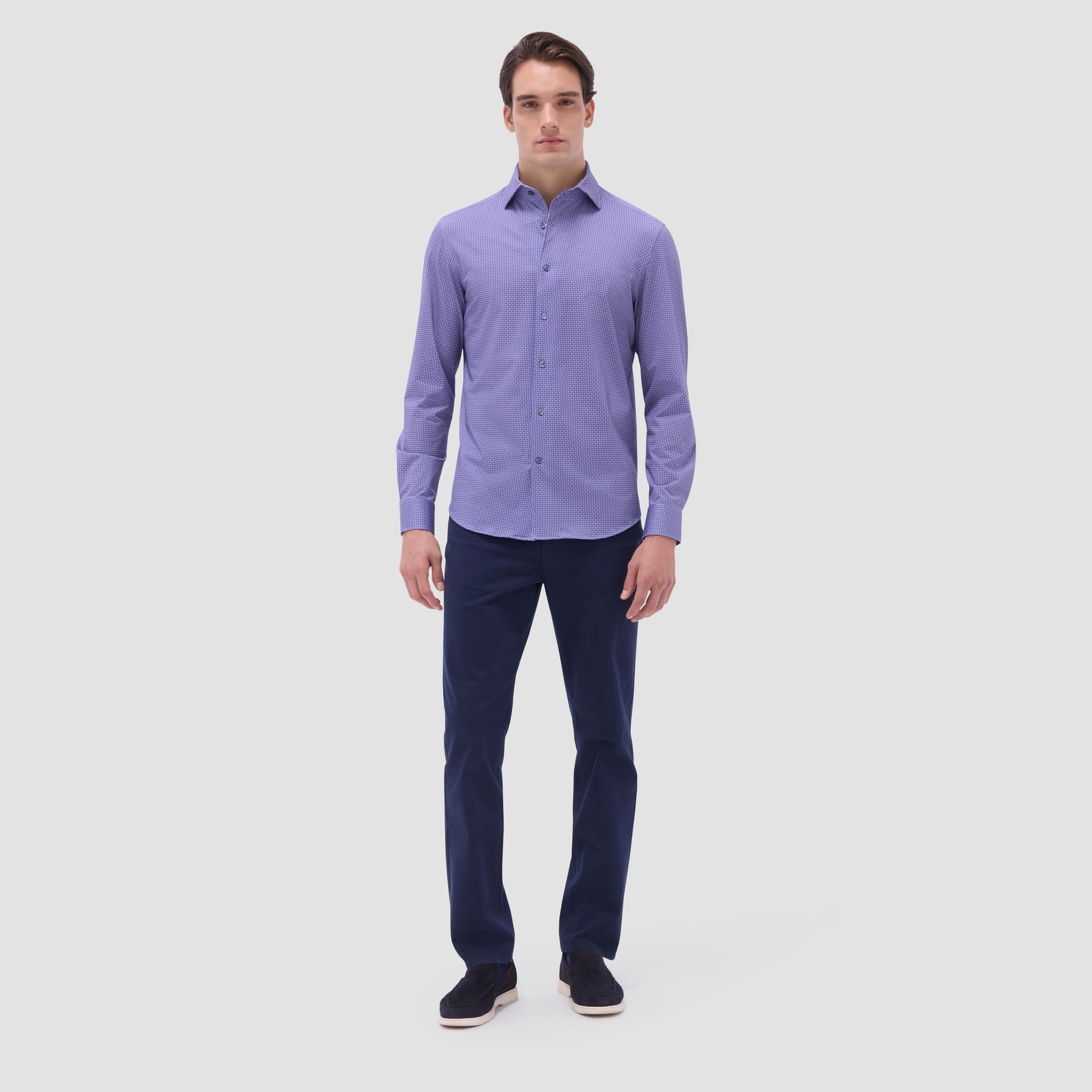 Bugatchi Devon Geometric OoohCotton® Shirt Lilac